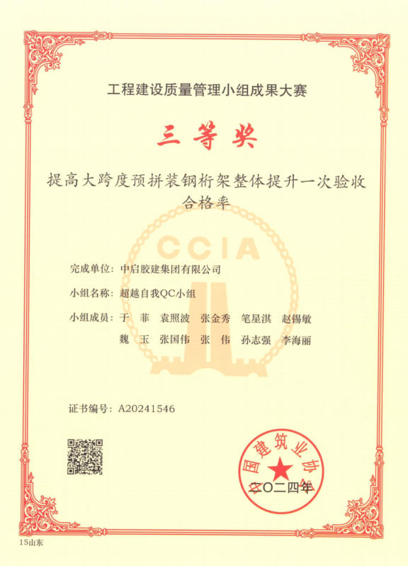 全國工程建設(shè)質(zhì)量管理優(yōu)秀小組